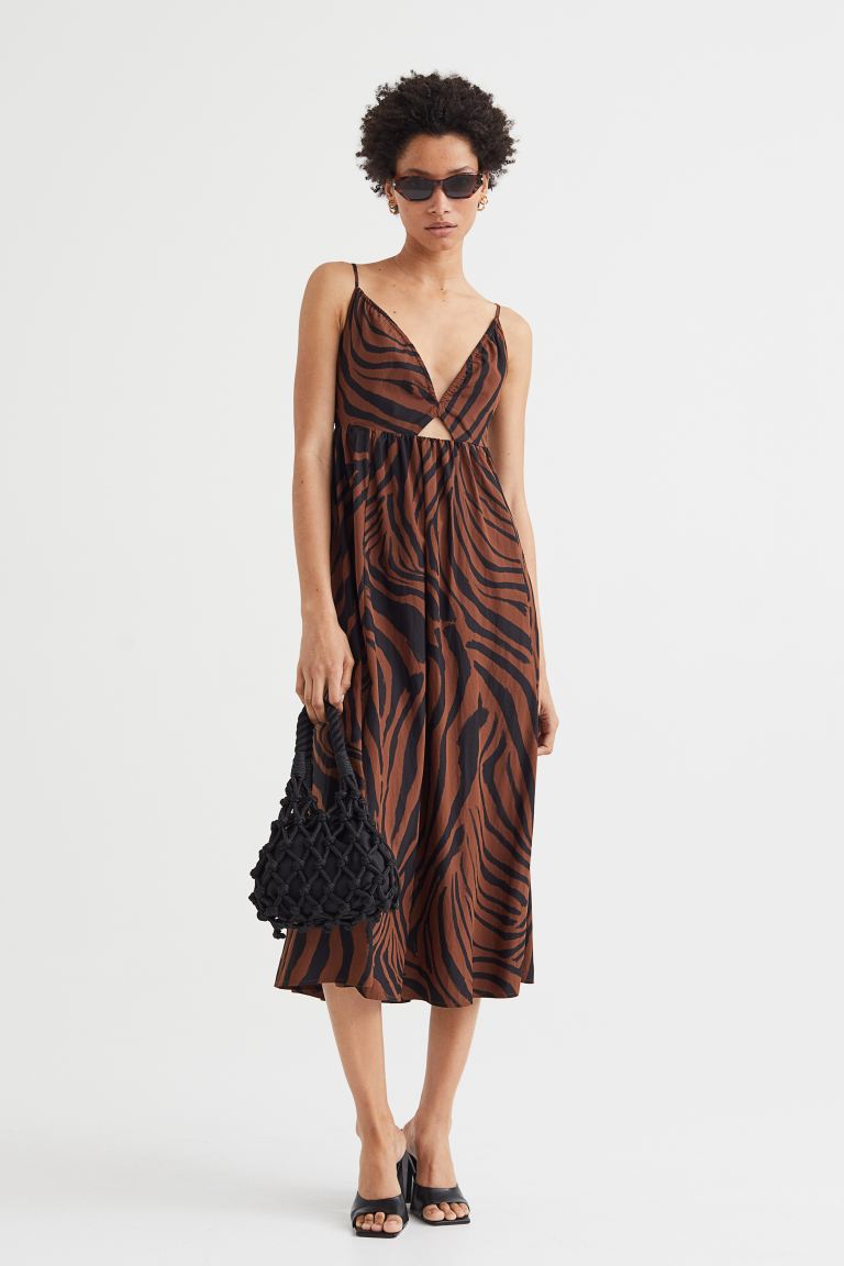 v-neck drawstring detail dress hm